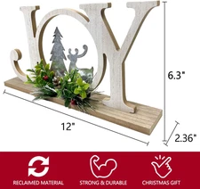 Christmas Table Decorations Joy Farmhouse Christmas Tree Elk Sign Wooden Wint...