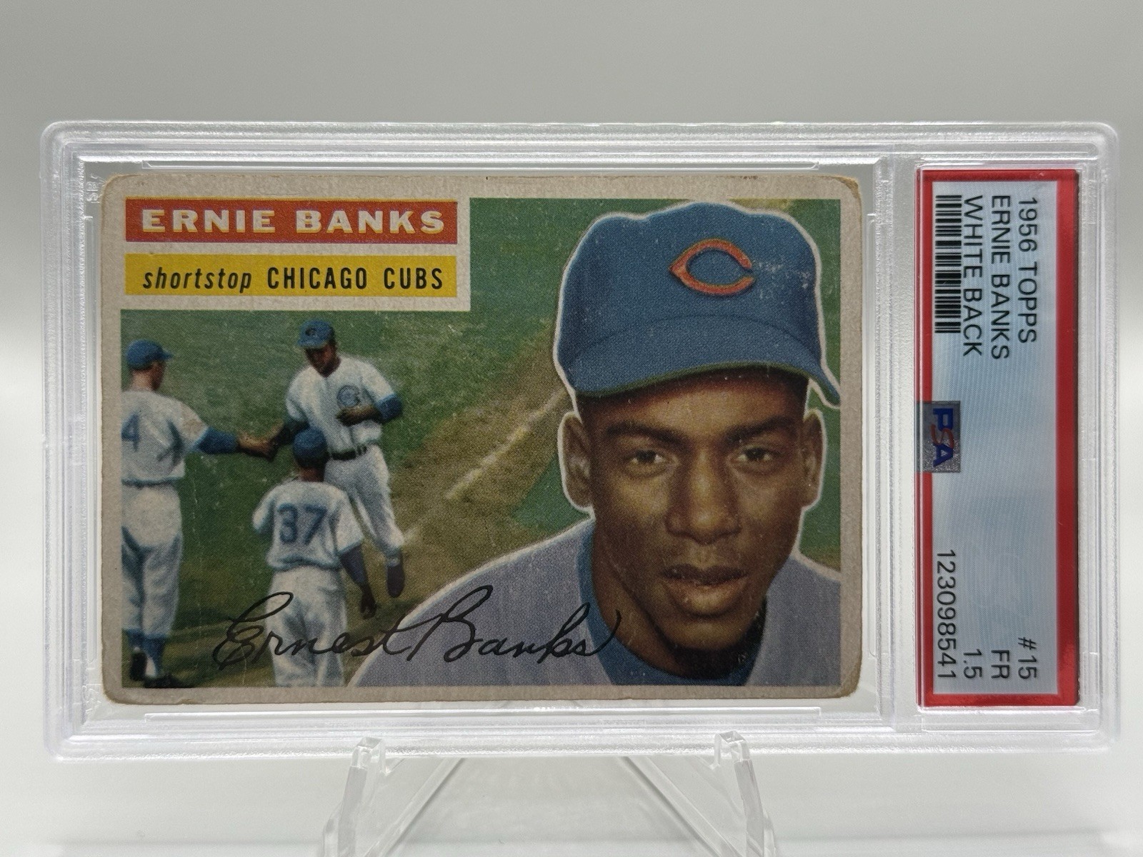 1956 Topps ERNIE BANKS White Back #15 PSA 1.5