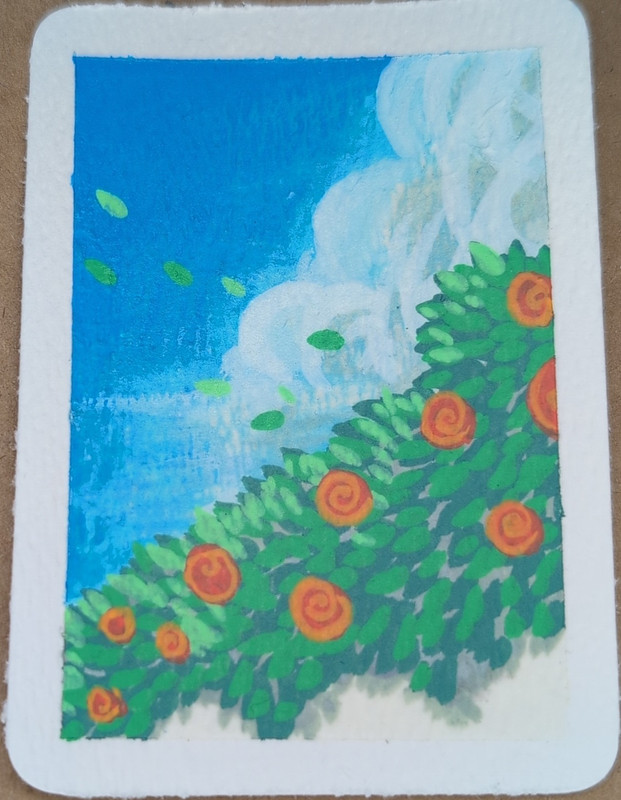 ACEO card Over the Wall acrylic painting by Sunnycutt Art #6