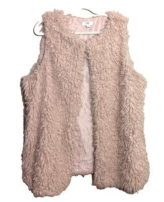 CATO WOMAN Blush Pink SHAGGY FAUX FUR VEST TOP Curly Lamb Look w/Pockets 18W/20W