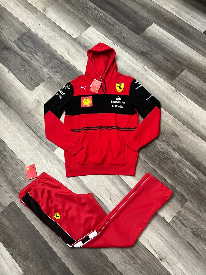 NWT PUMA FERRARI MEN'S 2 PIECE RED TRACKSUIT HOODIE JACKET AND PANTS SIZE SMALL - Image 3 of 4