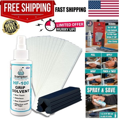 Brampton Golf Grip Change Kit: 4oz HF-100 Solvent & 15 Quality Tape Strips