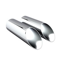 2pcs High Performance Chrome Exhaust Tips 9 Angle Cut Pencil Turn Down