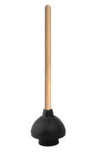 Heavy Duty Plunger with 21 Inch Wooden Handle, Black Rubber - Classic Toilet ...