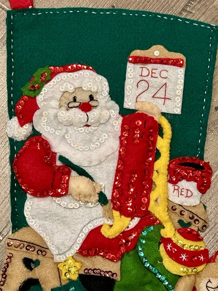 Рождественские чулки Bucilla "Santa's Toy Shop" ручная работа фетровая аппликация - готовые! - Изображение 2 из 4