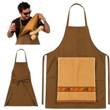 Funny Chef Apron for Men, Hidden Pocket Surprise BBQ Gag Gift Brown 