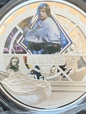 2023 Star Wars Luke Skywalker 3oz Silver Coloured Proof Coin NZ Mint BNIB