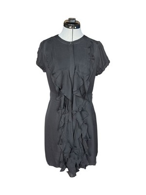 Women's BCBG MAX AZRIA Black Ruffle Dress Size Size medium 100% Silk NWT 288.00