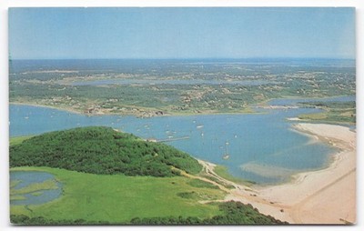 Chatham Pleasant Bay Cape Cod Massachusetts Aerial View Chrome Postcard