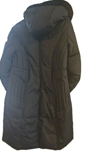 Larry Levine Women's Large Black Down Jacket Faux Fur Lined Hood - Picture 6 of 10