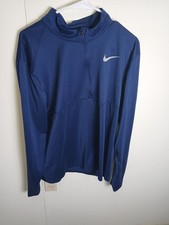 Nike running dri fit navy blue logo stripped quarter zip size Xl