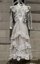 Vintage IvoryLace Wedding 1980s Victorian Dress Boho XS Halloween