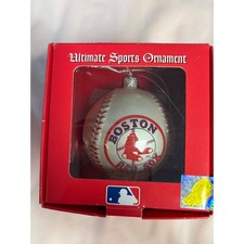 Boston Red Sox MLB Glass Baseball Christmas Ornament Scottish Christmas NIB 3in