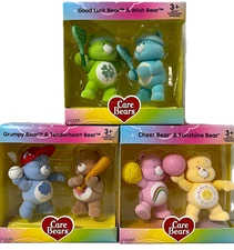 Care Bears Flocked 2 Pack Mini Figures Collectible Care Bear Figurines Set of 3