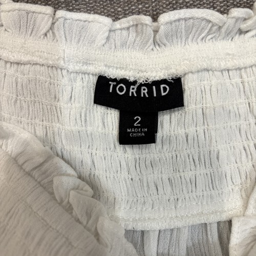 Torrid Women's White Gauze Smocked Yoke Blouse Peasant Size 2 2X Boho - Picture 8 of 8