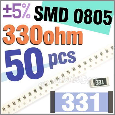 //-5/% 1//8W RoHs 100 x SMD SMT 0805 Chip Resistors Surface Mount 330R 330ohm 331