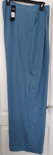 NWT WOMAN Fashion Nova Trousers PLEATED PALAZZO PANTS Size 2X POCKETS Slate Blue