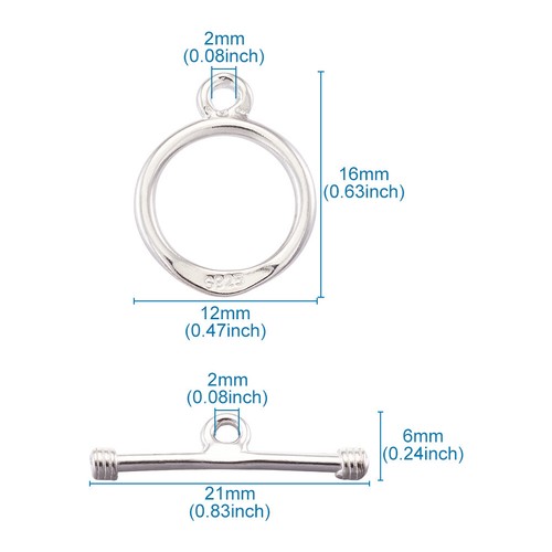 10Set Sterling Silver Toggle Clasps Ring Bracelet Connector Craft Jewelry Making - Picture 2 of 8