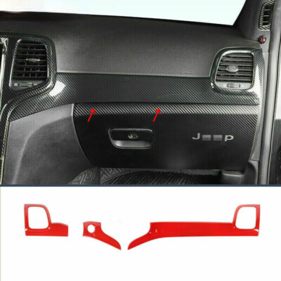 Fit For 11+ Grand Cherokee Dashboard Panel Door Handle Trim Bezels Carbon Fiber