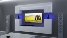 Living Room Furniture Set Modern TV Unit wall media Entertainment Cabinet black