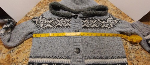 Button Up Cardigan Sweater St. John’s Bay Multicolor aztec Faux Fur Trim Hood - Picture 7 of 11