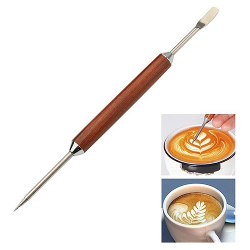 Coffee Art Pen Coffee Art Needle Wood Handle Stainless Decorating