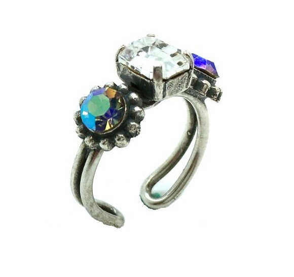 Ring By Mariana 2019 Special Edition Shimmering Floral and Square Swarovski C...