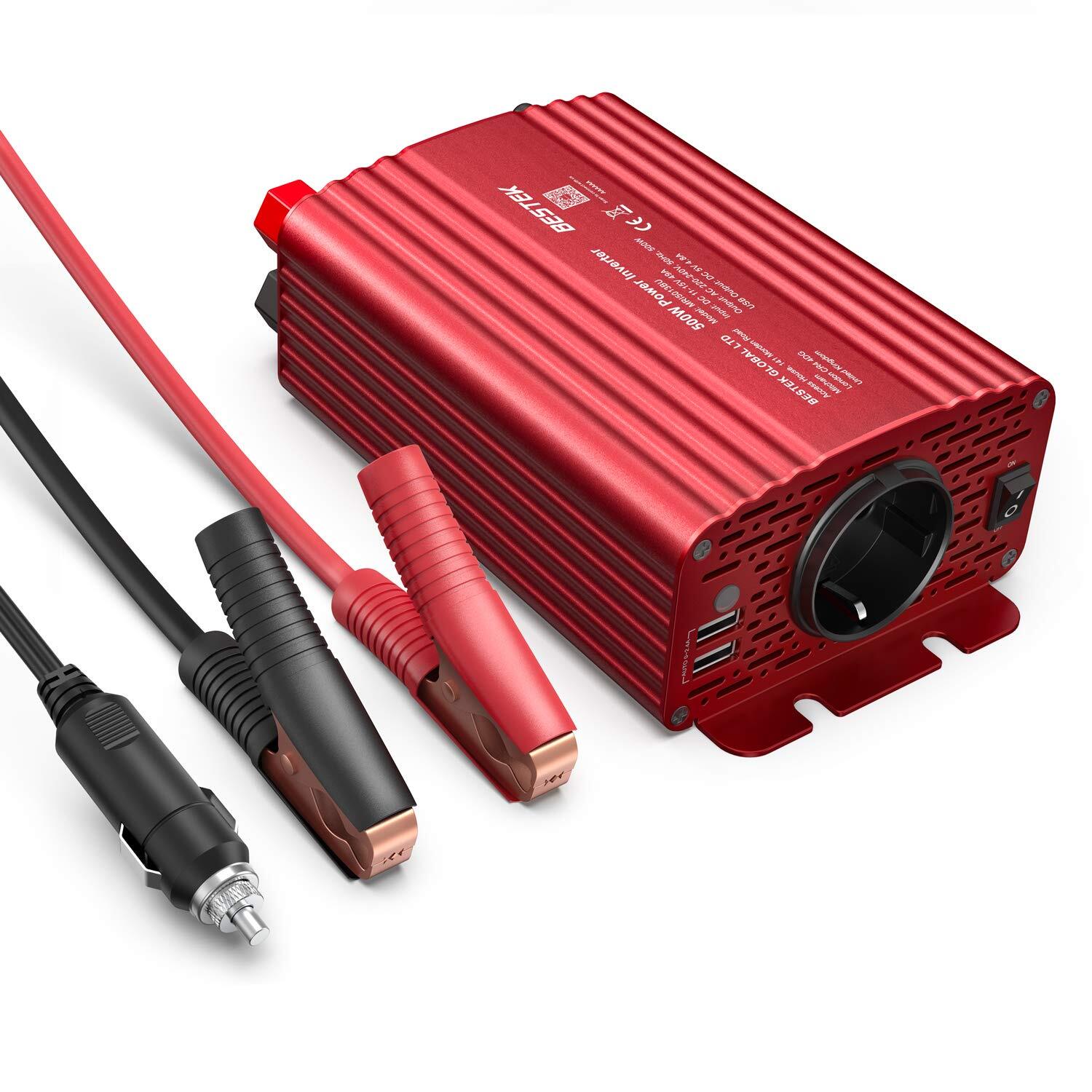 Convertisseur de tension 250V et bloc multiprise USB 5V pour allume-cigare auto 500W