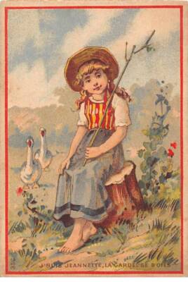 Chromos.AM15028.6x9 cm ca.Duval.Sabots.Ich bin Jeannette, die Hüterin von oi