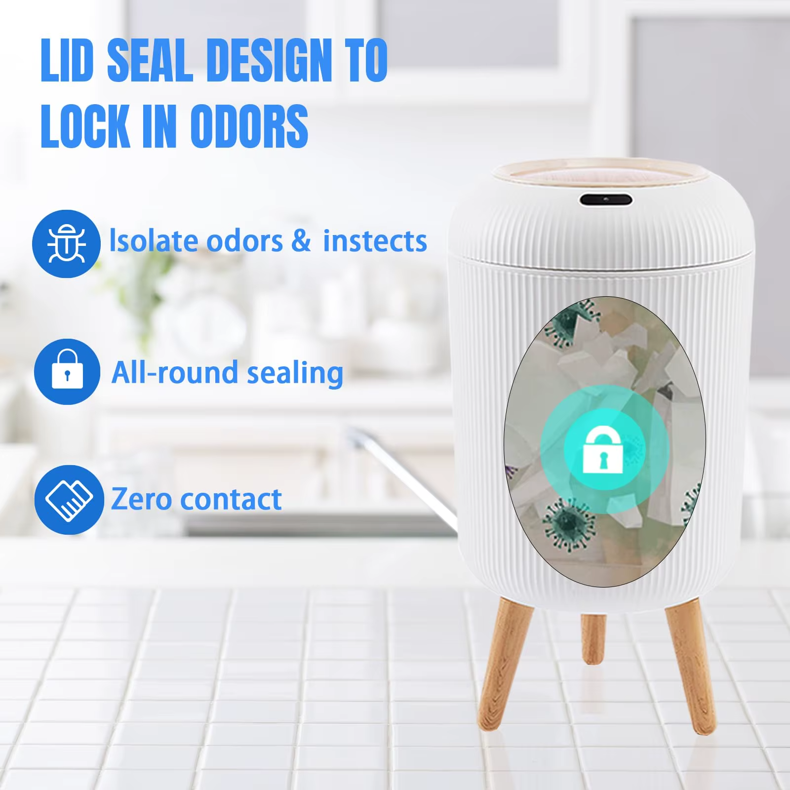 Automatic Trash Can with Lid, Small Plastic Smart  Motion Sensor Trash Bedroom