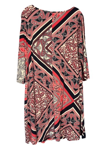 Ronni Nicole Red & Navy Paisley Print Cold Shoulder Swing Dress 16W - Picture 6 of 7