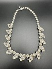 Vintage Signed Kramer of New York Clear Rhinestone Silver Tone Necklace