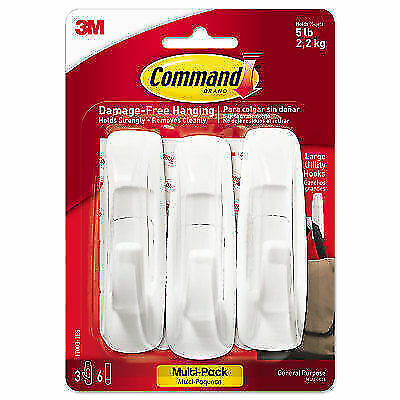 GP003-7NA Ships in Own Container Pack of 2 Command White Large Utility Hooks
