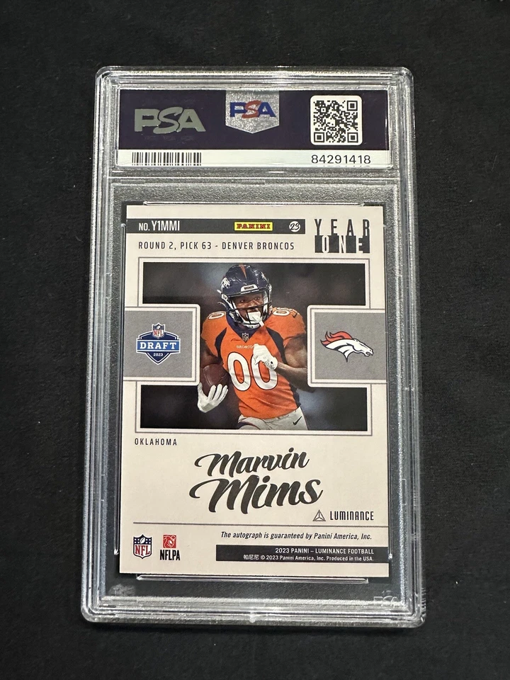 2023 Luminance Marvin Mims Year One Signature RC PSA 10 - Image 2 of 2