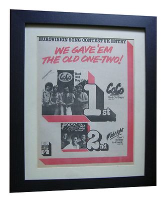 EUROVISION SONG CONTEST+Coco+RARE ORIGINAL 1978 POSTER AD+FRAMED+FAST WORLD SHIP