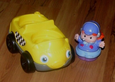 Fisher Price Little People Seat Yellow Taxi Cab Car With Girl