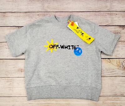 Off-White Kids Graphic Sun & Peace Logo Print High Neck Tee Sweatshirt Sz 6 NWT