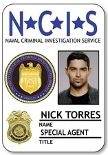 NAME BADGE HALLOWEEN COSTUME NICK TORRES SPECIAL AGENT NCIS PIN BACK