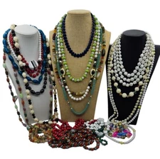 Vintage Necklace Lot 22 Unique Plastic Beaded Retro Multicolor All Styles 2+ lbs