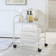 2-Tier Multi-Purpose Metal Rolling Shelf Cart with Wheeled Storage Racks