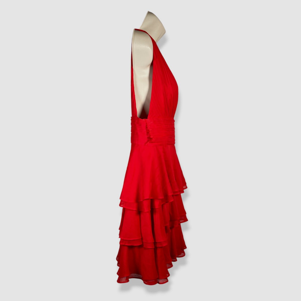 alice and olivia red ruffle dress ALICE + OLIVIA Liana V Neck Ruffle Maxi Dress