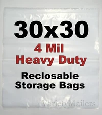 5 EXTRA LARGE Storage Bags 30''x 30'' Clear Seal-Top Reclosable HEAVY DUTY 4 MIL