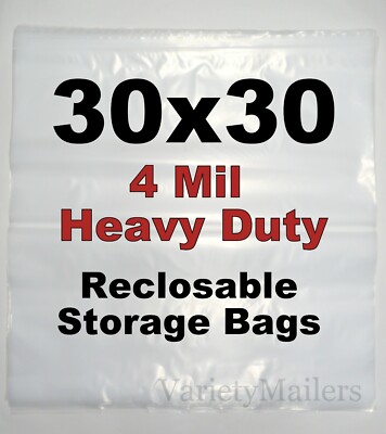 1 EXTRA LARGE Storage Bags 30''x 30'' Clear Seal-Top Reclosable HEAVY DUTY 4 MIL