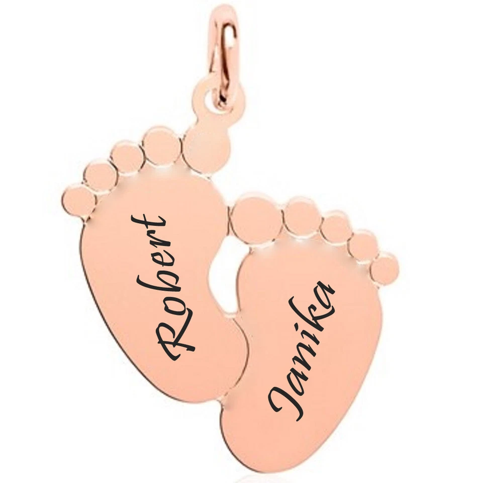 ID Anhänger Baby-Füße + Kette mit Gravur nach Wunsch Edelstahl in 3 Farben Neu - Bild 3 von 4