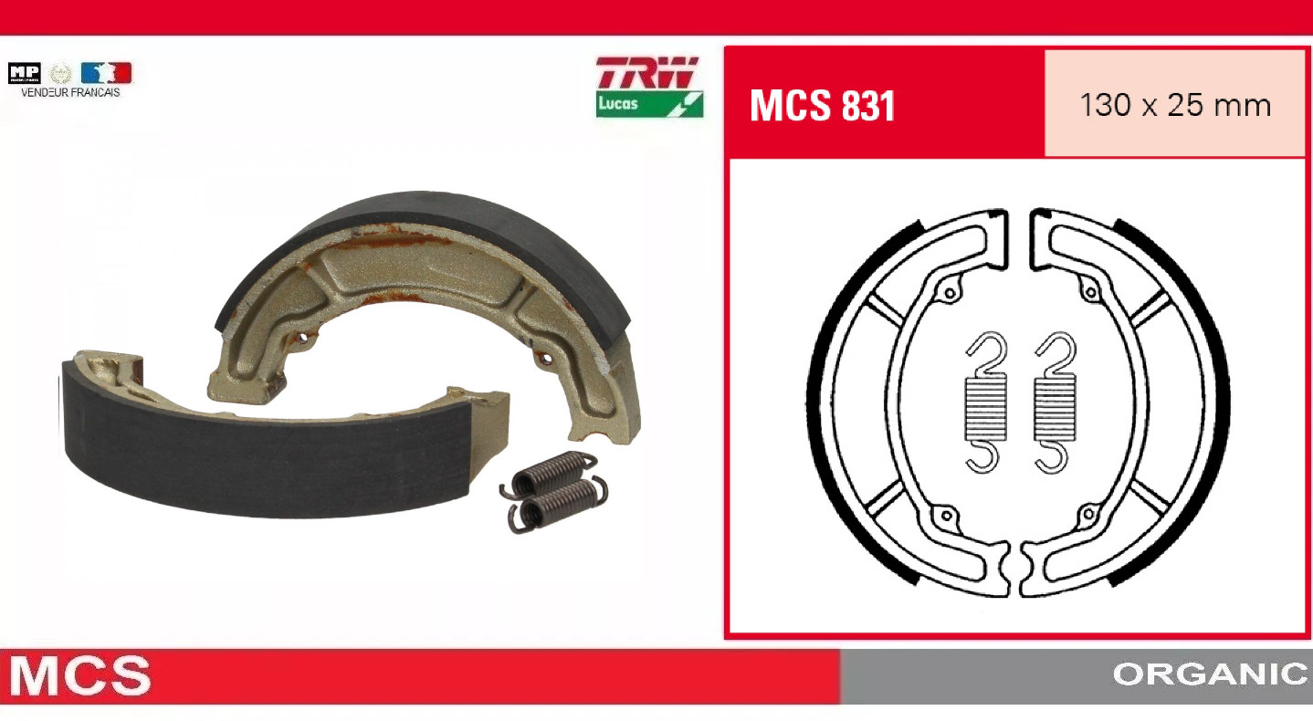 Machoires de frein arrière TRW MCS831 scooter Peugeot Elyseo 125 G2A pieces freinage tambour