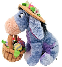 Disney Store Eeyore Easter Basket 6" Beanie Plush Holding Mini Eggs With Hat