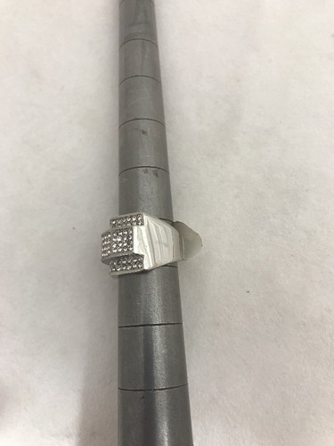 Stainless Steel CZ Pave' Top Rectangular Ring ~ Size 8 1/4 - Picture 10 of 12