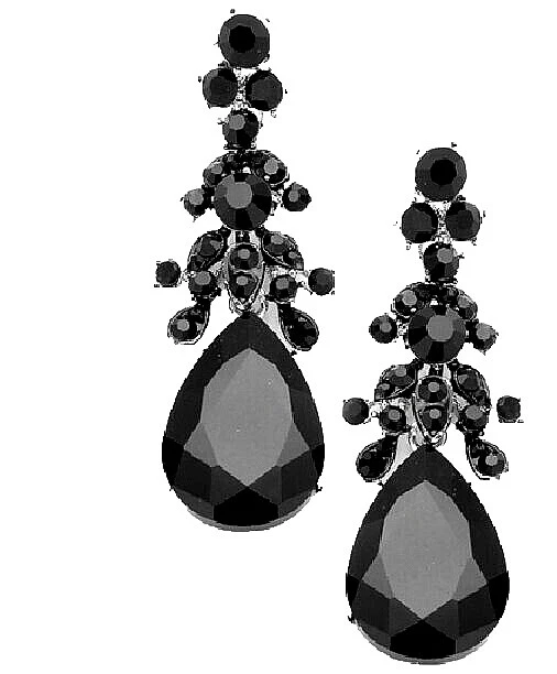 Glass Silver Plated Black Fashion Jewelry