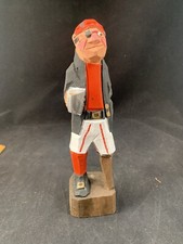 Vintage Hand Carved Wood Carving Folk Art Pirate Peg Leg Sailor Man Statue
