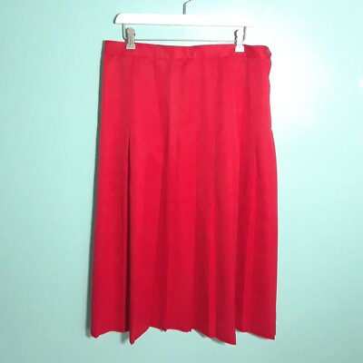 Vintage Pleated Midi Skirt size Medium, Red Retro 90s Holiday
